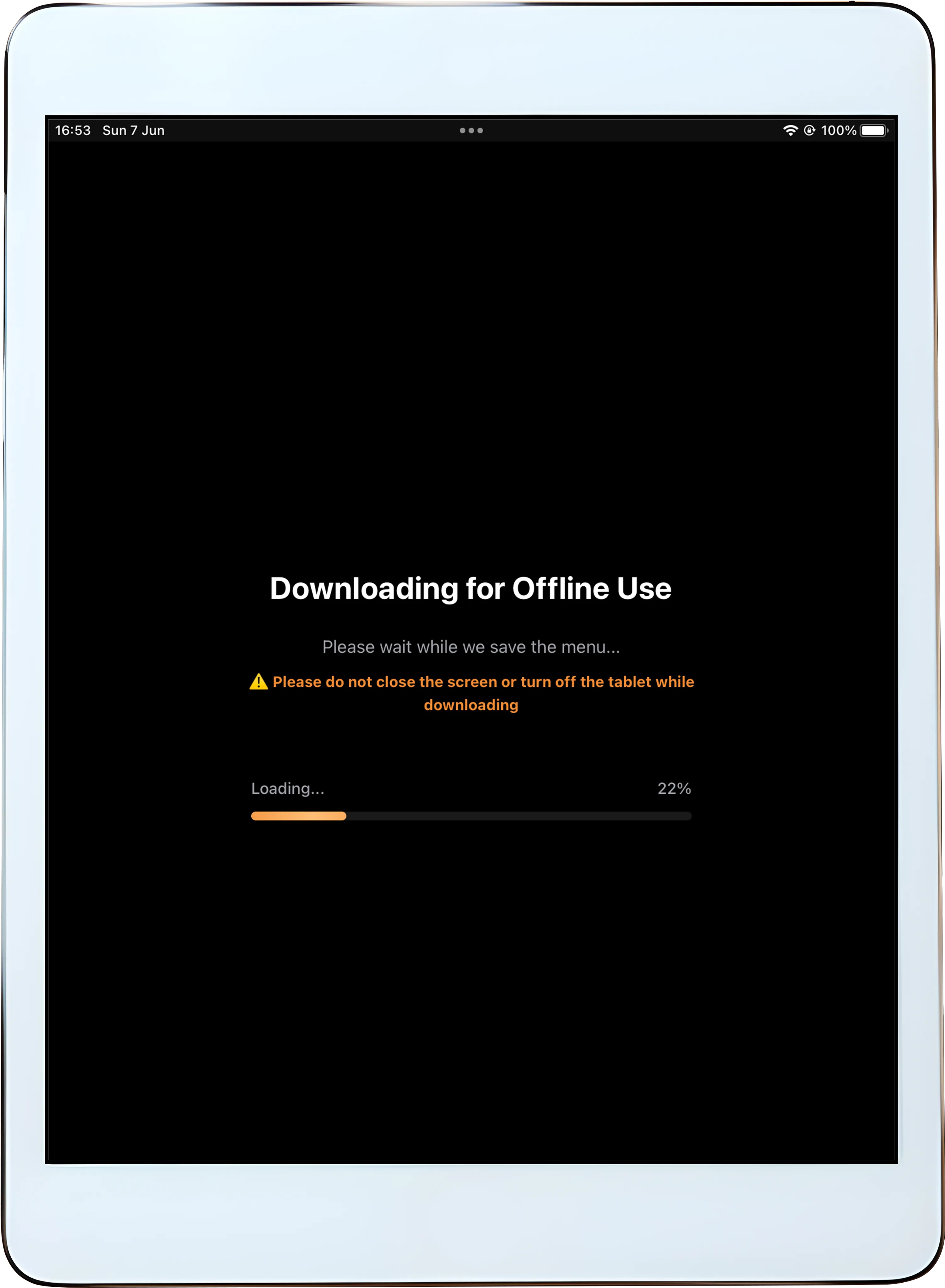 Offline menu setup step 5: Wait for offline download to complete